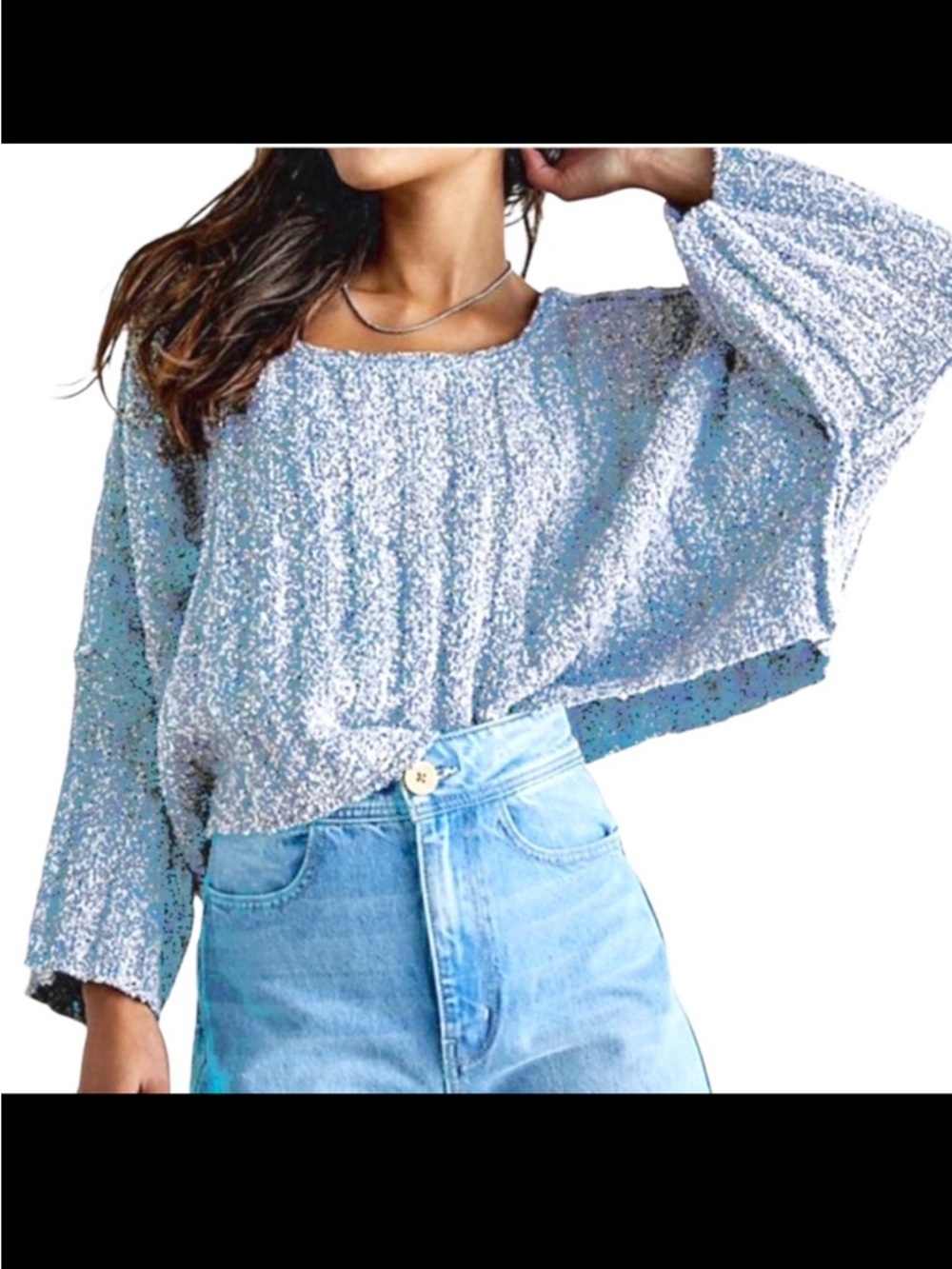 EUC Free People Good Day Cropped Sweater Blue Generous Size Small